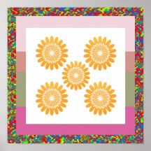 Golden Sparkle Sunflower Star Pattern Print