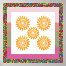 Golden Sparkle Sunflower Star Pattern Print