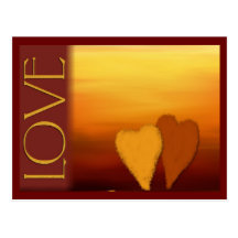 Golden sunset love card post card