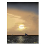 Golden sunset painting post cards