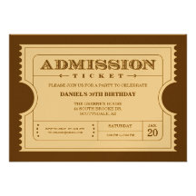 Golden Ticket Invitations on Gold Sparkle Paper
