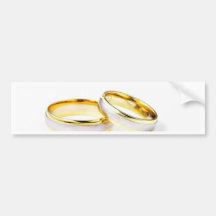 Golden Wedding Rings On White Background Bumper Stickers