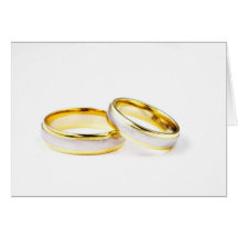 Golden Wedding Rings On White Background Greeting Cards