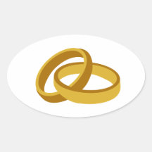 Golden Wedding rings Oval Stickers