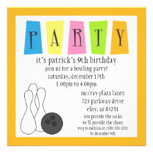 Goldenrod Bowl-a-Rama Bowling Birthday Party Announcement