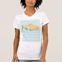 Goldfish on aqua blue chevron tshirts