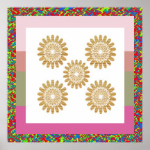 Goldstar Sparkle Sunflower Star Pattern Print