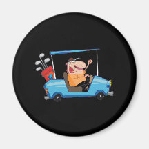 Golfer-drives-golf-cart Fridge Magnets