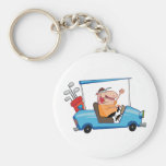 Golfer-drives-golf-cart keychains