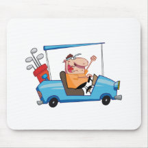 Golfer-drives-golf-cart Mousepads