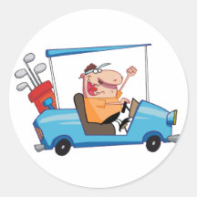Golfer-drives-golf-cart Stickers
