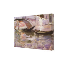 Gondolas by Sargent, Vintage Victorian Fine Art Stretched Canvas Print