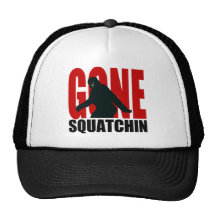 Gone Squatchin (Red & Black) Trucker Hats