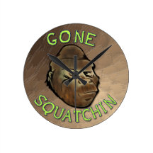 Gone Squatchin Round Wallclocks