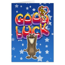 Good luck card with dog and monkey