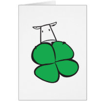 Good Luck Clover Cow Greeting Cards