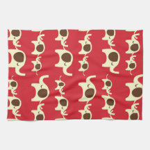 Good luck elephants cherry red cute nature pattern hand towel