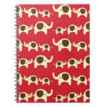 Good luck elephants cherry red cute nature pattern note books