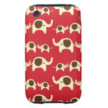 Good luck elephants cute animal nature red pattern tough iPhone 3 cases