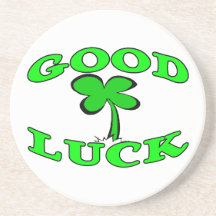Good Luck Four Leaf Clover Beverage Coasters
