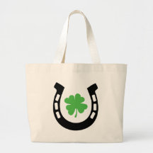 Good Luck Horseshoe Cloverleaf - Shamrock Canvas Bags