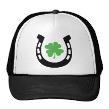 Good Luck Horseshoe Cloverleaf - Shamrock Trucker Hats