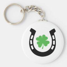 Good Luck Horseshoe Cloverleaf - Shamrock Key Chain