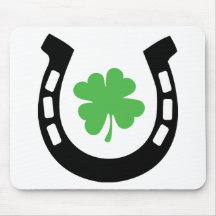Good Luck Horseshoe Cloverleaf - Shamrock Mouse Mats