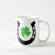 Good Luck Horseshoe Cloverleaf - Shamrock Mugs