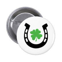 Good Luck Horseshoe Cloverleaf - Shamrock Pin