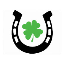 Good Luck Horseshoe Cloverleaf - Shamrock Postcards