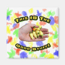 Good Stuff White Hot Peppers in Hand Design Refrigerator Magnet