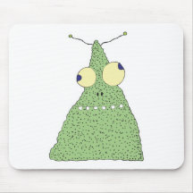 goofy green blob monster mousepad