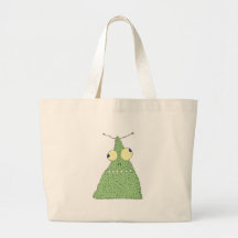 goofy green blob monster tote bags