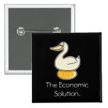 goose with golden egg economic solution pinback button