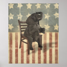 GOP Elephant Takes Over the Chair Funny Political Print