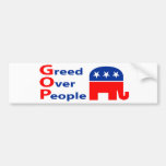 GOP - Greed Over People Bumper Stickers