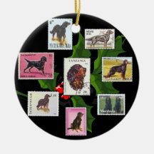 Gordon Setter World Stamps Christmas Ornament