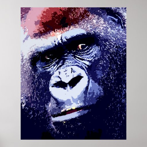 Gorilla Face Pop Art Poster Print. Gorilla Posters