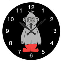 Gorilla in Red Boots. Round Clocks