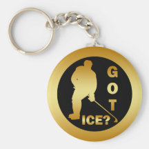 GOT ICE? - GOLD HOCKEY DESIGN KEY CHAINS
