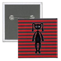 Goth Red and Black Bunny Pinback Button