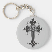 Goth Skull Cross Key Chains