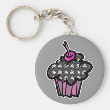 goth skull crossbones cupcake key chain