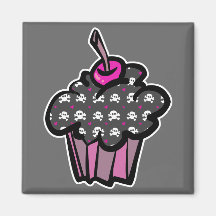 goth skull crossbones cupcake refrigerator magnet