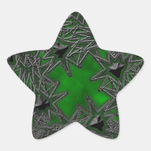 Goth Square: Green Cloud Star Stickers
