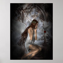Gothic Angel and Her Dove Vignette Print