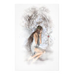 Gothic Angel and Her Dove Vignette Customized Stationery