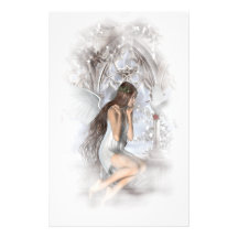 Gothic Angel and Her Dove Vignette Customized Stationery