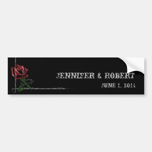 Gothic Barbed Wire and Rose Elegant Wine Label Bumper Stickers